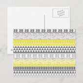 Geel grijs Geometric Aztec Tribal Print Patroon Briefkaart (Voorkant / Achterkant)