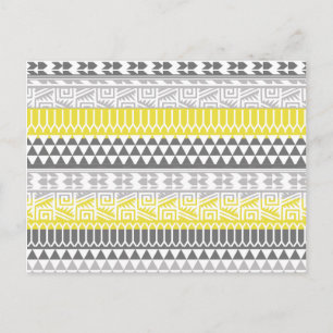 Geel grijs Geometric Aztec Tribal Print Patroon Briefkaart