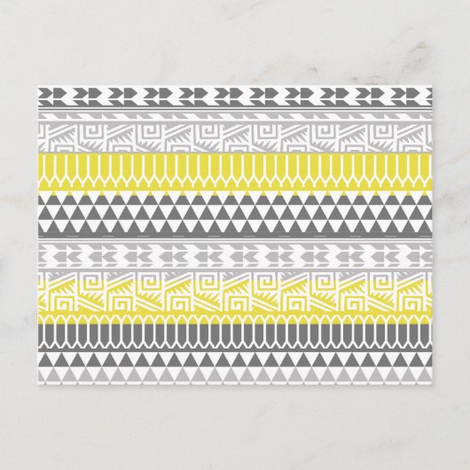 Geel grijs Geometric Aztec Tribal Print Patroon Briefkaart (Voorkant)