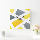 Geel grijs Geometric Vierkante Klok (Huis)