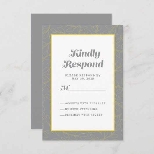 Geel Grijs Geometrisch Artistiek | Abstract Modern RSVP Kaartje (Voorkant / Achterkant)