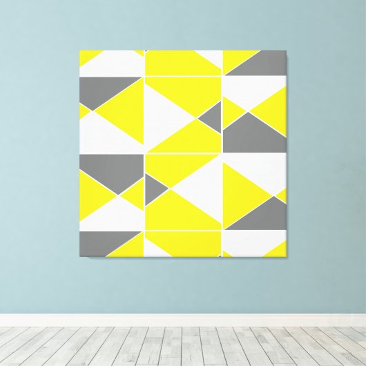 Geel grijs geometrisch patroon canvas afdruk (Insitu (Houten vloer))