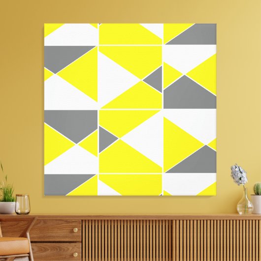 Geel grijs geometrisch patroon canvas afdruk (Insitu (Woonkamer))