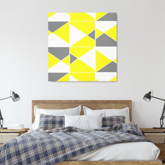 Geel grijs geometrisch patroon canvas afdruk (Insitu (Slaapkamer))