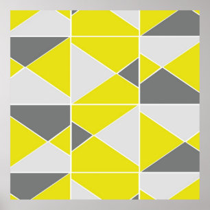 Geel grijs geometrisch patroon poster