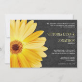 Geel grijs Gerber Daisy  Damask Wedding Kaart (Voorkant)