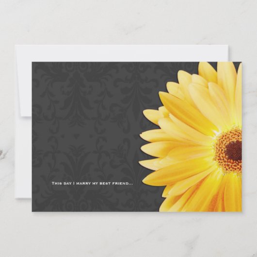 Geel grijs Gerber Daisy  Damask Wedding Kaart (Achterkant)