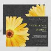 Geel grijs Gerber Daisy  Damask Wedding Kaart (Voorkant / Achterkant)
