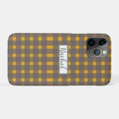 Geel grijs Gingham, gepersonaliseerd Case-Mate iPhone Case (Achterkant (horizontaal))