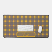 Geel grijs Gingham Pattern Bureaumat (Keyboard & Muis)