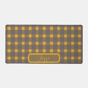 Geel grijs Gingham Pattern Bureaumat
