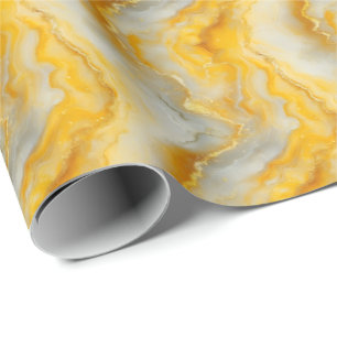 Geel, grijs & goud marmer cadeaupapier