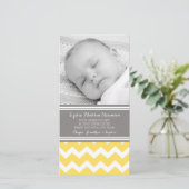 Geel grijs Hartelijk dank Baby shower Fotokaarten Bedankkaart (Staand voorkant)