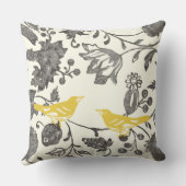 Geel grijs Ivory  Floral Tortelduifjes Kussen (Achterkant)