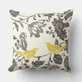 Geel grijs Ivory  Floral Tortelduifjes Kussen (Voorkant)
