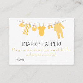 Geel & Grijs Kleine Kleding Luier Raffle Tickets Informatiekaartje