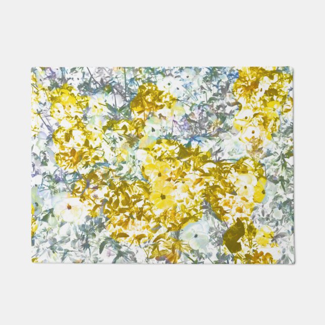 Geel grijs kleurenbloemontwerp deurmat (Voorkant)