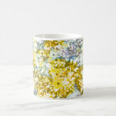 Geel grijs kleurenbloemontwerp koffiemok (Center)