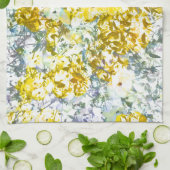 Geel grijs kleurenbloemontwerp theedoek (Gevouwen)