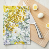 Geel grijs kleurenbloemontwerp theedoek (Quarter Fold)