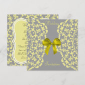 Geel Grijs Lace Wedding Invitations Kaart (Voorkant / Achterkant)