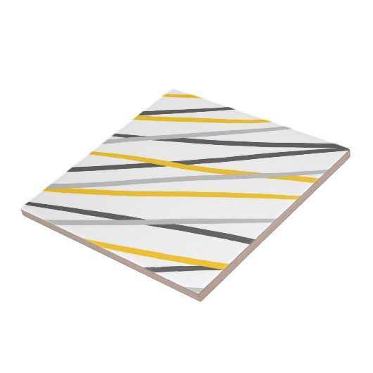 Geel grijs Lineair Abstract Tegeltje (Zijkant)