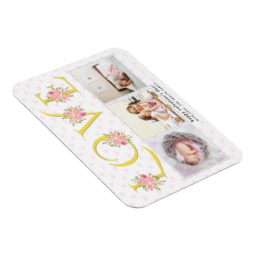 Geel, grijs LOVE, roze rozenrozenValentijnsdag Magneet (Rechterzijde)