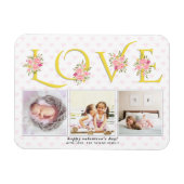 Geel, grijs LOVE, roze rozenrozenValentijnsdag Magneet (Horizontaal)