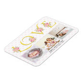 Geel, grijs LOVE, roze rozenrozenValentijnsdag Magneet (Linkerzijde)