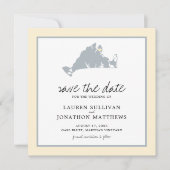 Geel Grijs Martha's Vineyard Kaart sparen de Datum (Voorkant)