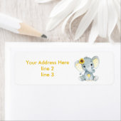 Geel grijs meisje Elephant Adresetiketten Etiket (Insitu)