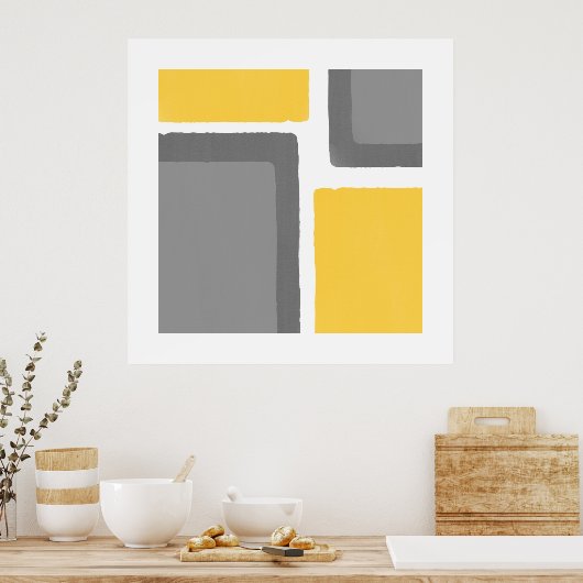 Geel grijs minimalistisch kleurenblok poster (Keuken)