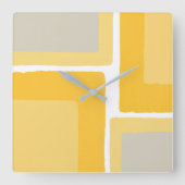 Geel grijs minimalistisch kleurenblok vierkante klok (Voorkant)