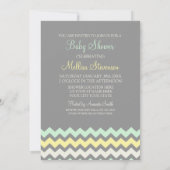 Geel grijs Mint Chevron Baby Shower Invitaties Kaart (Achterkant)