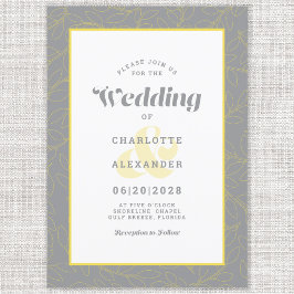 Geel & Grijs | Modern Abstract bladeren patroon Kaart