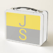 Geel & Grijs Modern Beginletters Monogram (Achterkant)