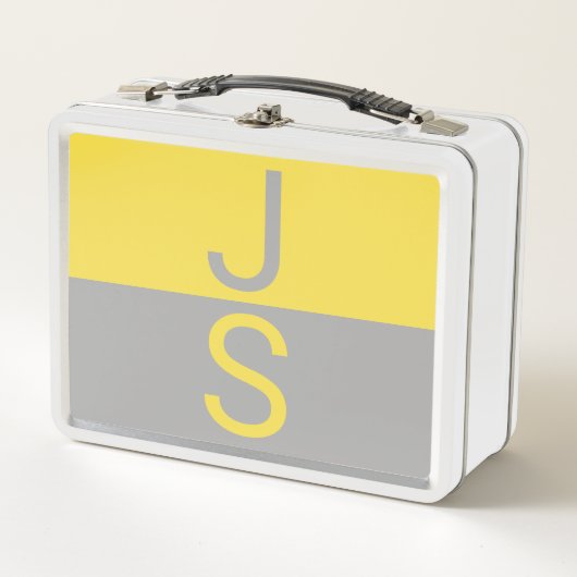 Geel & Grijs Modern Beginletters Monogram (Voorkant)