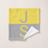 Geel & Grijs Modern Beginletters Monogram Bad Handdoek (Wasdoekje)