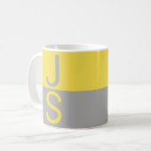 Geel & Grijs Modern Beginletters Monogram Koffiemok (Voorkant links)