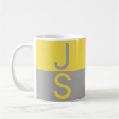 Geel & Grijs Modern Beginletters Monogram Koffiemok (Links)