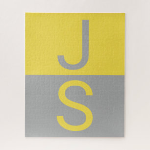 Geel & Grijs Modern Beginletters Monogram Legpuzzel
