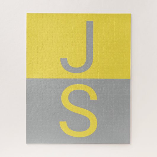 Geel & Grijs Modern Beginletters Monogram Legpuzzel (Verticaal)