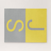 Geel & Grijs Modern Beginletters Monogram Legpuzzel (Horizontaal)