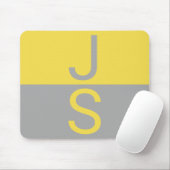 Geel & Grijs Modern Beginletters Monogram Muismat (Met muis)
