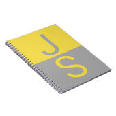 Geel & Grijs Modern Beginletters Monogram Notitieboek (Rechterzijde)