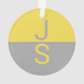 Geel & Grijs Modern Beginletters Monogram Ornament (achterkant)