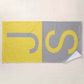 Geel & Grijs Modern Beginletters Monogram Strandlaken (Voorkant)