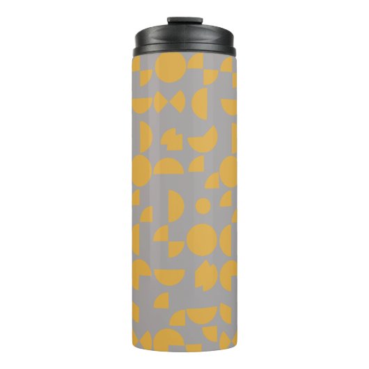 Geel Grijs Modern Elegant Geometrisch Tribal Thermosbeker (Voorkant)