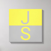Geel & Grijs Modern Initialen Monogram Canvas Afdruk (Voorkant)
