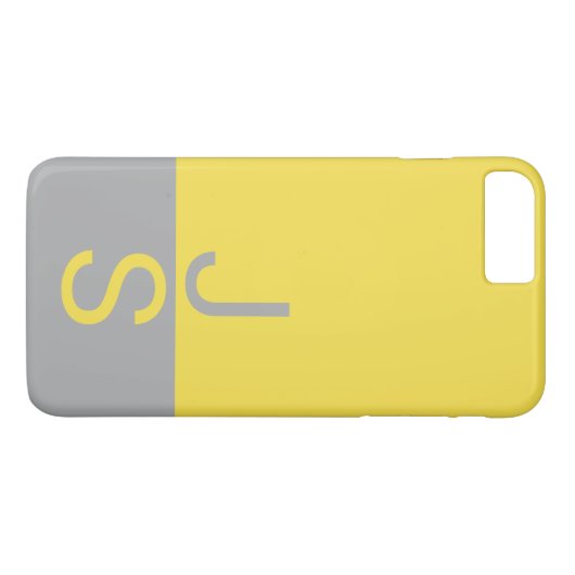Geel & Grijs Modern Initialen Monogram Case-Mate iPhone Case (Achterkant (Horizontaal))